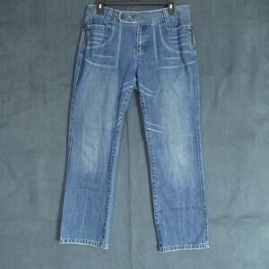 Tommy Hilfiger Jeans Womens Size 12P Blue Straight Casual Snap Moto Retro Y2K